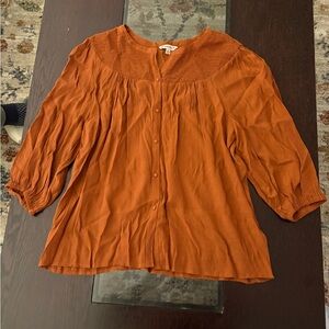 Nanette Lepore Terracotta Button-Up Blouse